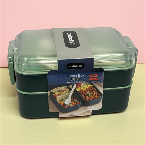 Astral Life Lunch Box Beslenme Kabı Seti İki Katlı Yeşil