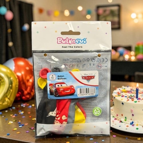 Balonevi Cars 3 Baskılı Balon 8'li 12 İnç
