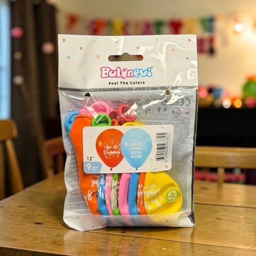 Balonevi Doğum Günü Baskılı Balon 9'lu 12 İnç