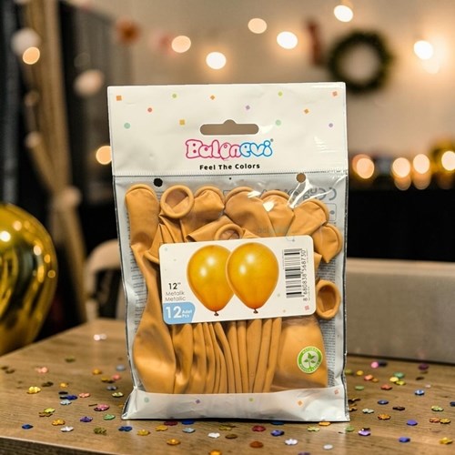 Balonevi Metalik Gold Balon 12'li 12 İnç