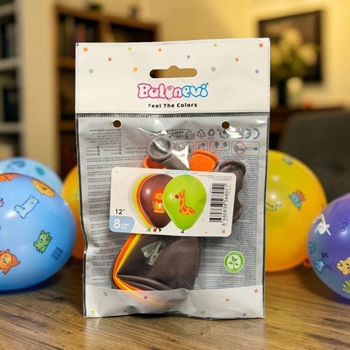 Balonevi Safari Baskılı Balon 8'li 12 İnç