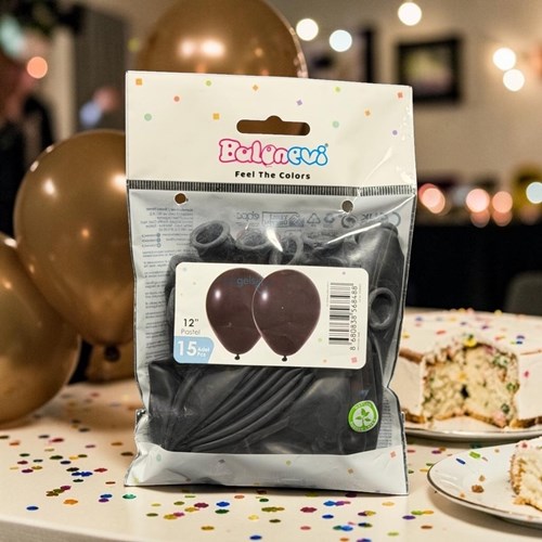 Balonevi Siyah Balon 15'li 12 İnç