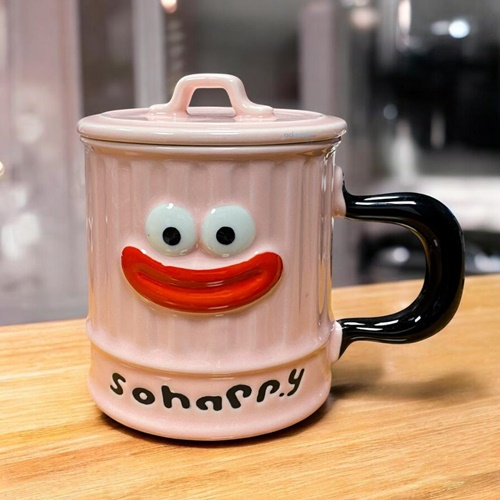 Bam Seramik Kupa Sohappy Kapaklı Pembe