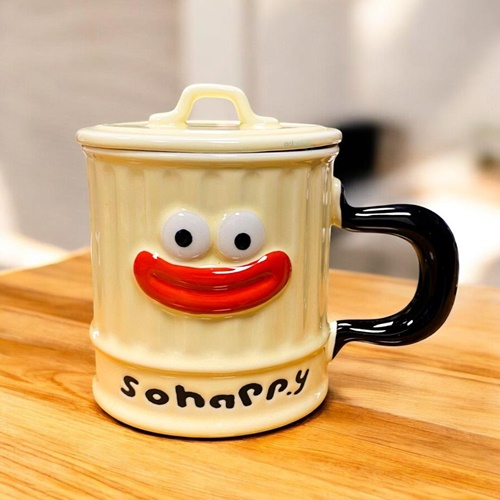 Bam Seramik Kupa Sohappy Kapaklı Sarı