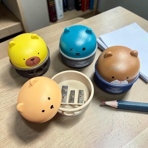 Bear Face Üçlü Hazneli Kalemtraş Jumbo Ve Normal Kalem İçin