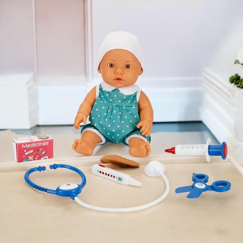 Bebelou Doktor Zamanı Sesli Bebek Seti 35 Cm