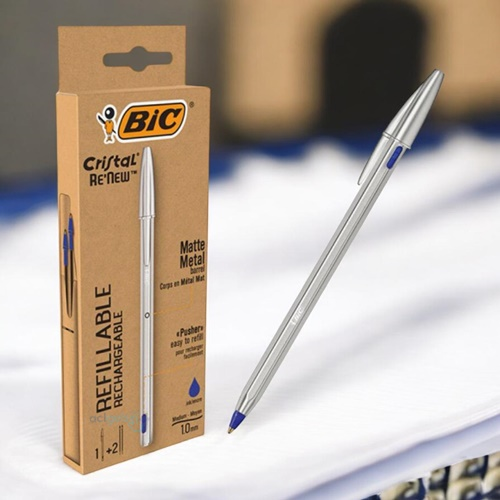 Bic Cristal Renew Metal Gövdeli Tükenmez Kalem Mavi