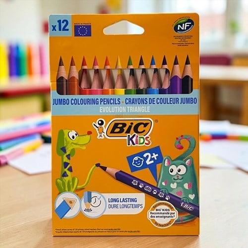 Bic Evolution Üçgen Jumbo Kuruboya 12 Renk
