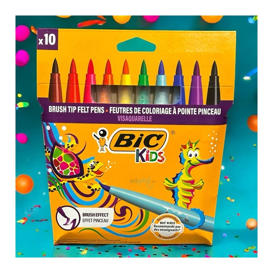 Bic Vısa Fırça Uç Keçeli Boya Kalemi 10renk