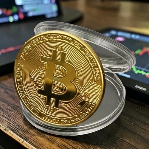 Bitcoin Madeni Metal Hatıra Para Plastik Kutulu