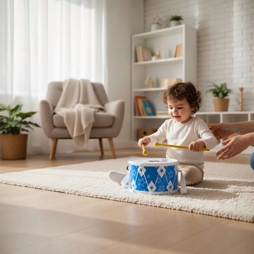 Büyük Boy 2 Tokmaklı Davul Oyuncak 24 Cm