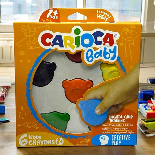 Carıoca Teddy Şekilli Elleri Kirletmeyen Mum Boya 6 Renk