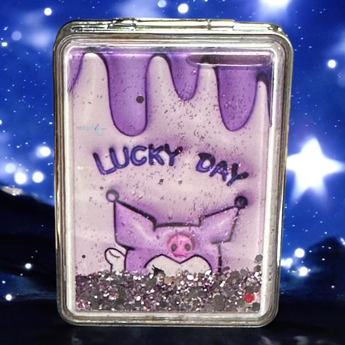 Cep Aynası Dikdörtgen Sulu Simli Sanrio Kuromi