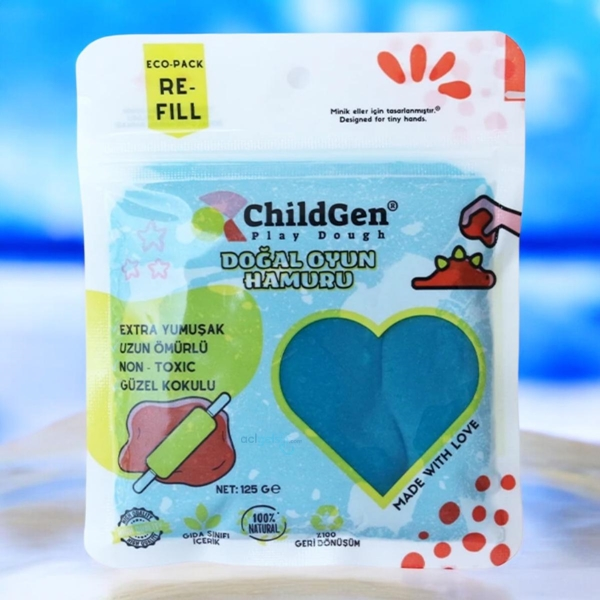 Childgen Doğal Oyun Hamuru Poşetli 125 Gr Mavi