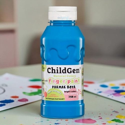 Childgen Süper Yıkanabilir Parmak Boyası 350 Ml Mavi