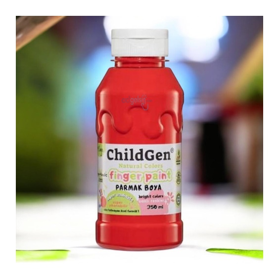 Childgen Süper Yıkanabilir Parmak Boyası 350 Ml Kırmızı