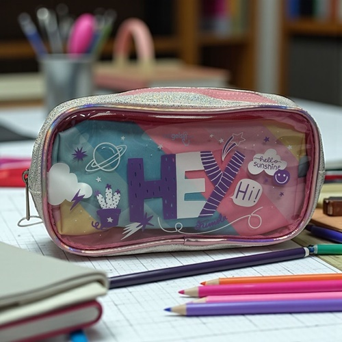 Chimola Panda Effaf Ve Pullu İkili Siyah Kalem Çantası