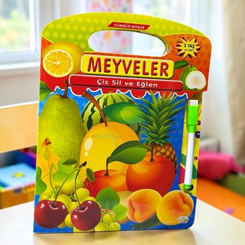 Çiz Sil Ve Eğlen Aktivite Kitabı - Meyveler