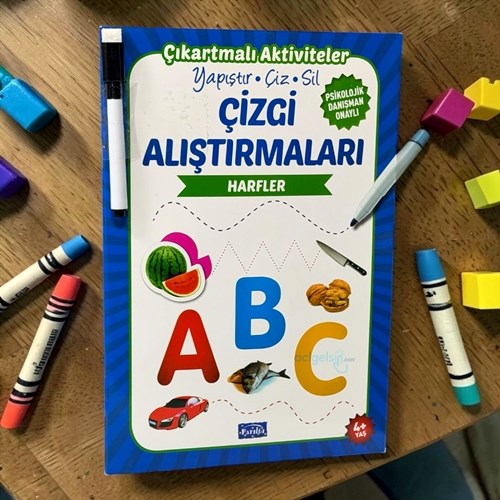 Çizgi Alıştırmaları - Harfler - Yapıştır - Çiz - Sil