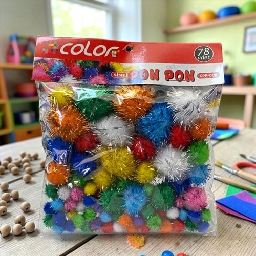 Colorbank Pon Pon Simli Karışık Boyutlar