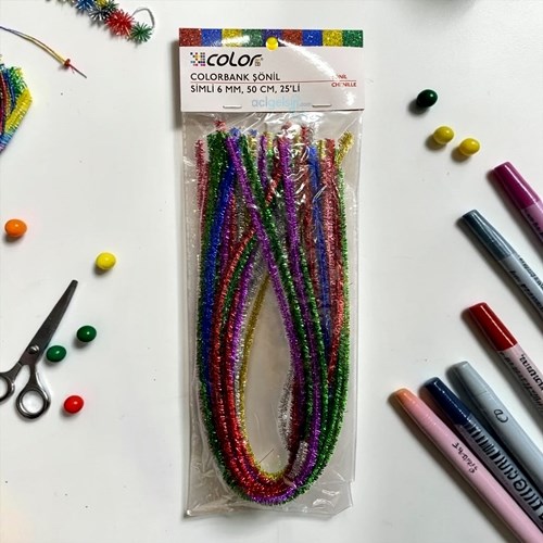 Colorbank Şönil Simli 6mm*50cm 25li