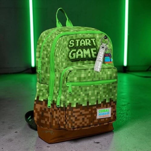 Coral High Yeşil Kahverengi High Craft Desenli Okul Çantası