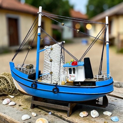 Dekoratif Ahşap Taka Gemi Mavi