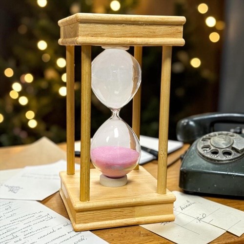 Dekoratif Kare Ahşap Renkli Kum Saati 3 Min Pembe