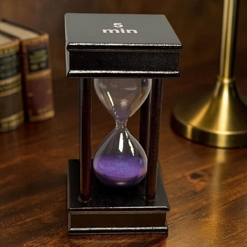 Dekoratif Kare Ahşap Renkli Kum Saati 5 Min Mor
