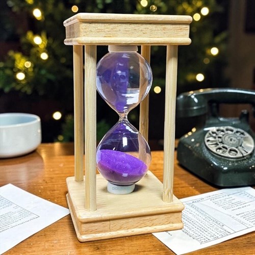 Dekoratif Kare Ahşap Renkli Kum Saati 5 Min Mor