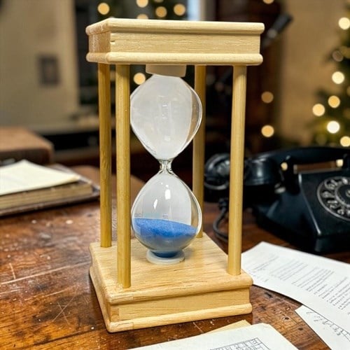 Dekoratif Kare Ahşap Renkli Kum Saati 3 Min Mavi