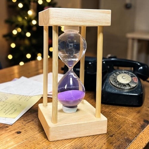 Dekoratif Kare Ahşap Renkli Kum Saati 10 Min Mor