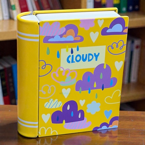 Dekoratif Kitap Görünümlü Metal Saklama Kutusu Cloudy