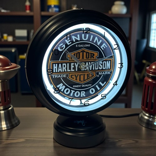 Dekoratif Masa Üstü Harley Davidson Neon Işık Saat