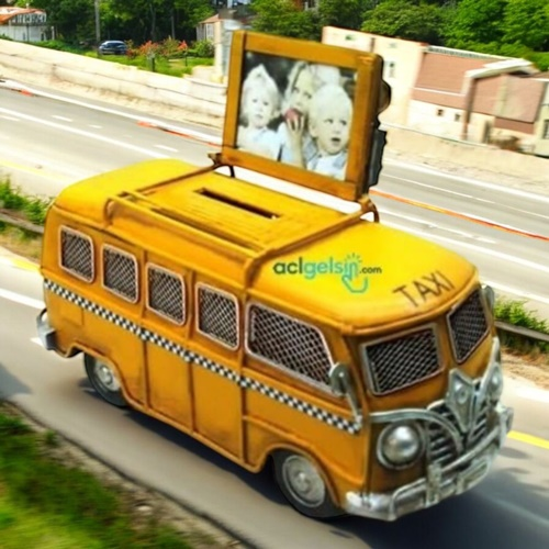 Dekoratif Metal Minibüs Çerçeveli Ve Kumbaralı