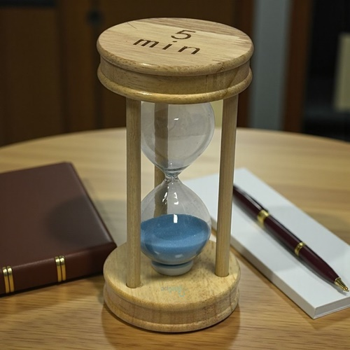 Dekoratif Oval Ahşap Renkli Kum Saati 5 Min Mavi