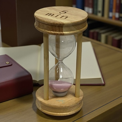 Dekoratif Oval Ahşap Renkli Kum Saati 5 Min Pembe