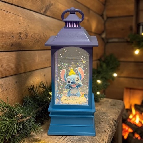 Dekoratif Stitch Işıklı Ve Müzikli Kar Lambası Mor Mavi