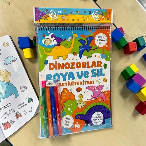 Dinozorlar – Boya Ve Sil Aktivite Kitabı - Jumbo Keçeli Kalem Ve Silgi