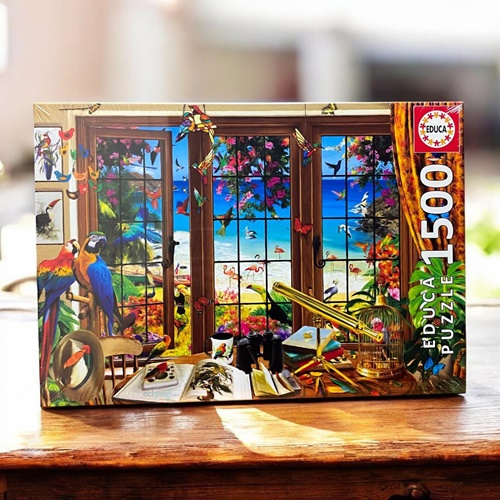 Educa Puzzle 1500 Parça Kuş Gözlemcisinin Penceresinden