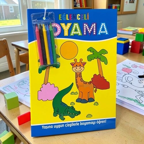 Eğlenceli Boyama 5 Yaş Üstü 4lü Pastel Boya Hediyeli