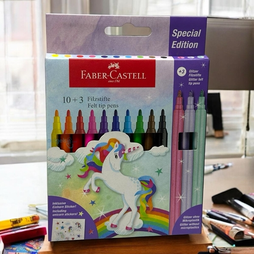 Faber Castell Unicorn Pastel Renkler Keçeli Kalem 10+3 Renk