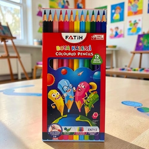 Fatih Kuru Boya Kalemi 12 Renk Tam Boy