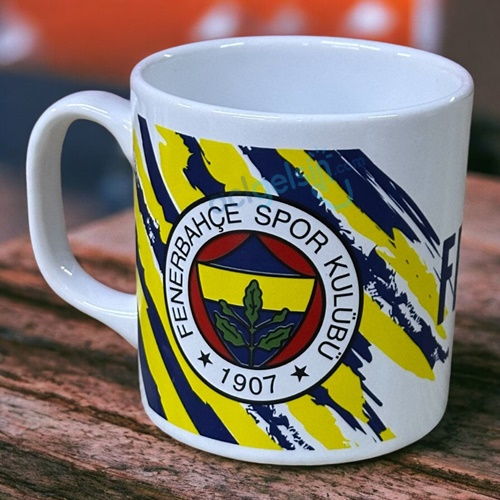 Fenerbahçe Porselen Kupa Bardak Çizgiler Logo
