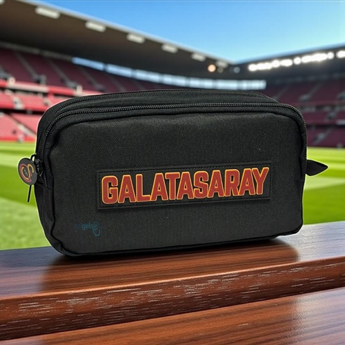 Galatasaray Rubber İki Gözlü Siyah Kalem Çantası