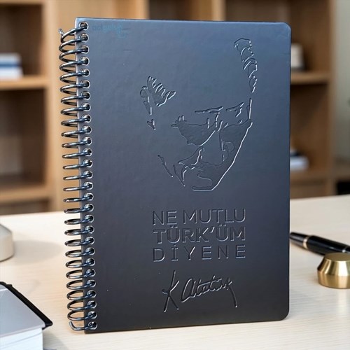 Gıpta Atatürk Spiralli Sert Kapak Defter 17x24 120 Çizgili