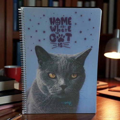 Gıpta Cat Book Sipiralli Sert Kapak 80 Yaprak A4 Kareli Defter