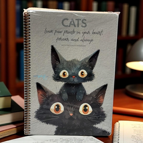 Gıpta Cats Sipiralli Sert Kapak 80 Yaprak A4 Kareli Defter