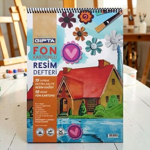 Gıpta Fon Kartonlu Resim Defteri 35x50 Cm 15+10 Renk