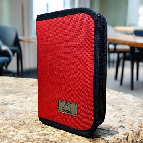 Hedgebag Cover Kalem Kutu Bölmeli Lastikli Fermuarlı Kırmızı